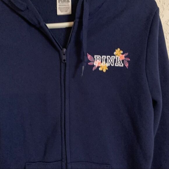 Victoria's Secret PINK Navy Blue Zip Up‎ Hooded Sweatshirt - Size XS - Picture 8 of 8